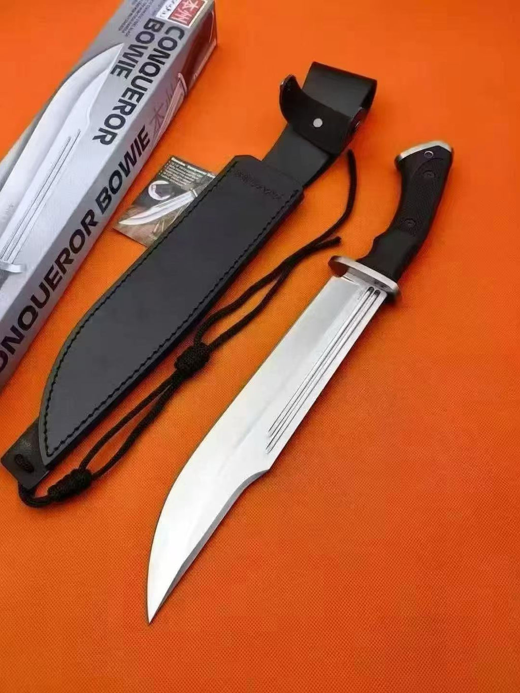 16'' New 7Cr13MoV High-Chrome Steel Blade TPR Handle Camping Tactics Hunting Knife UC3321