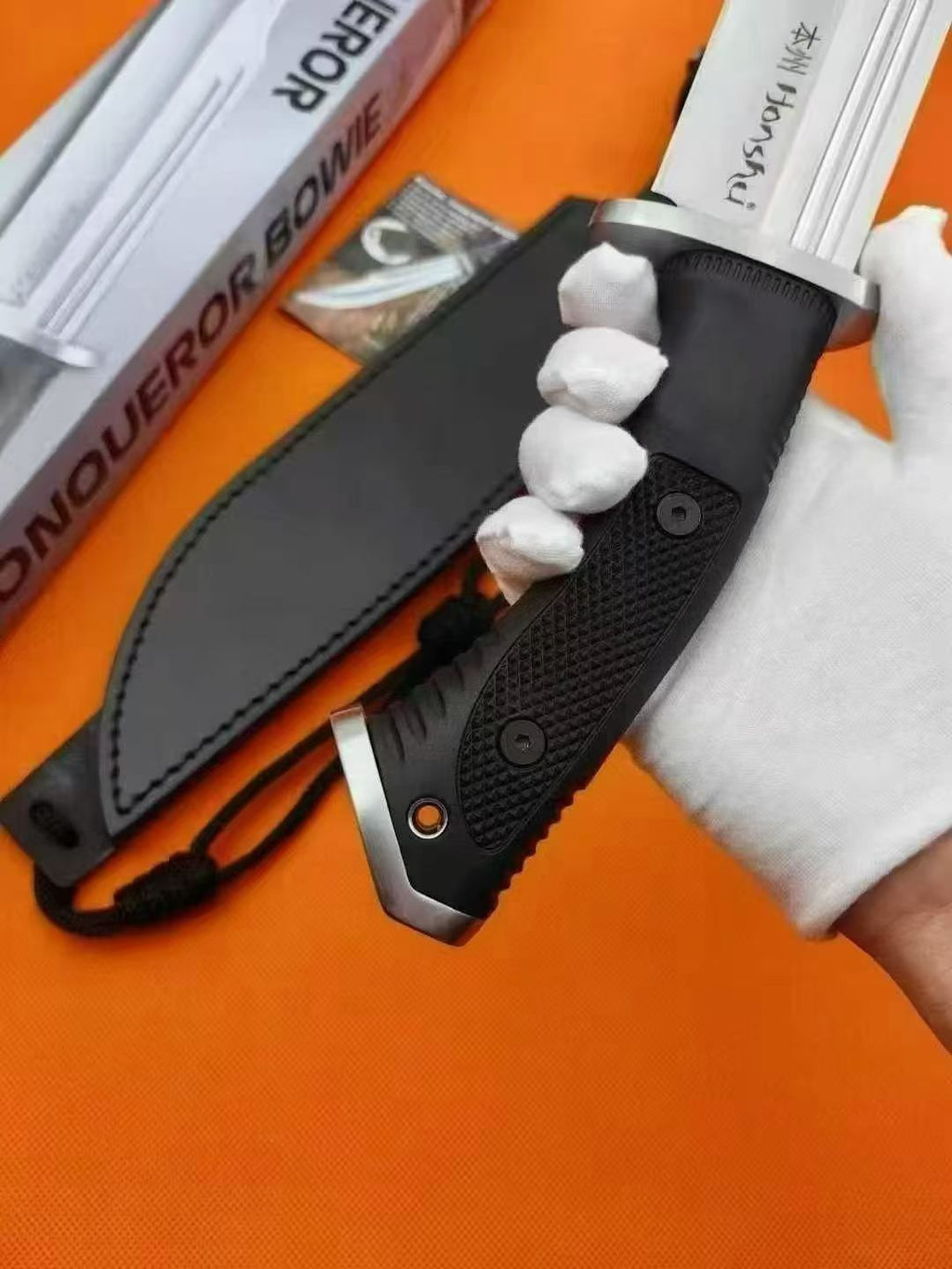 16'' New 7Cr13MoV High-Chrome Steel Blade TPR Handle Camping Tactics Hunting Knife UC3321