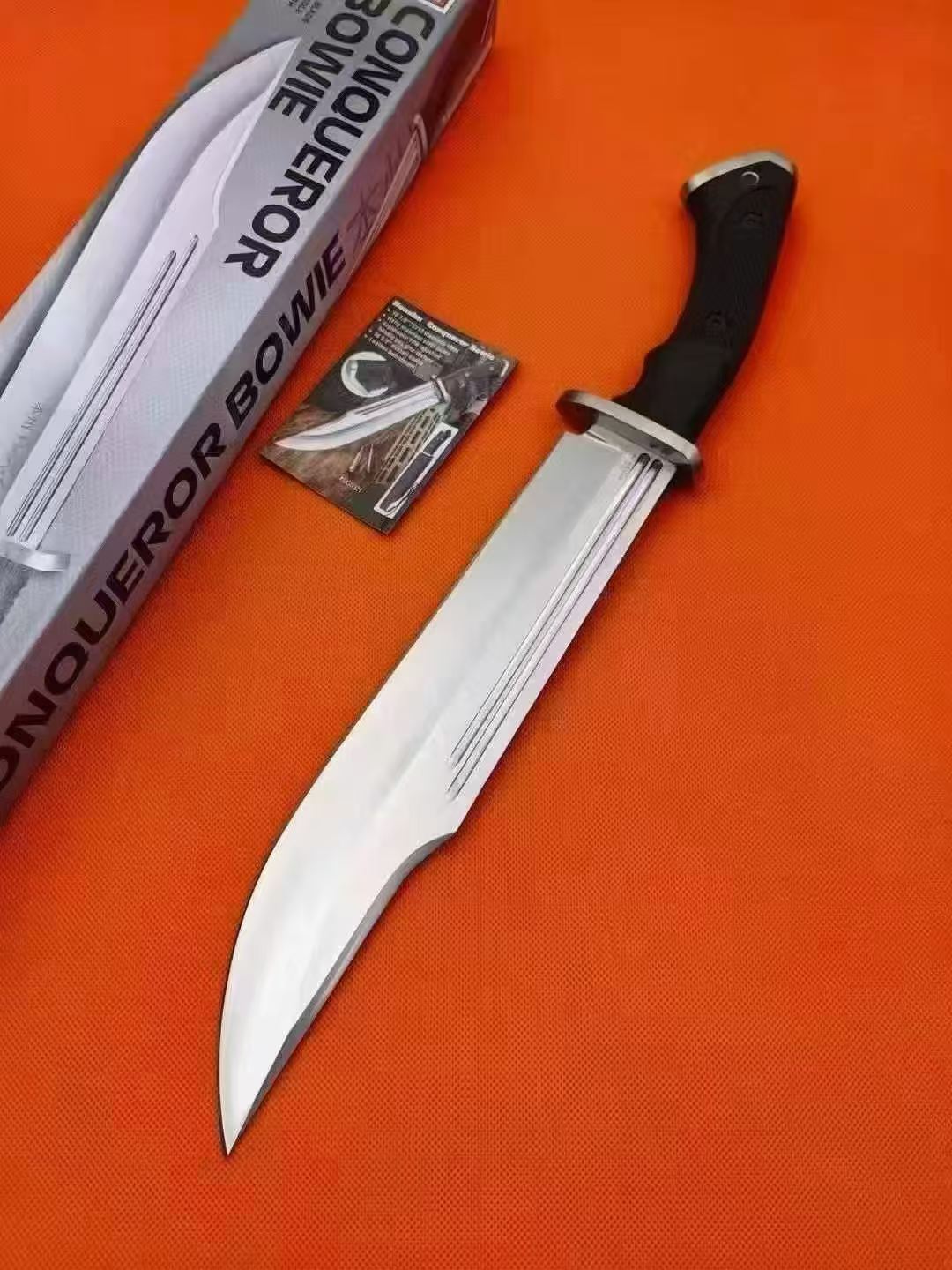 16'' New 7Cr13MoV High-Chrome Steel Blade TPR Handle Camping Tactics Hunting Knife UC3321