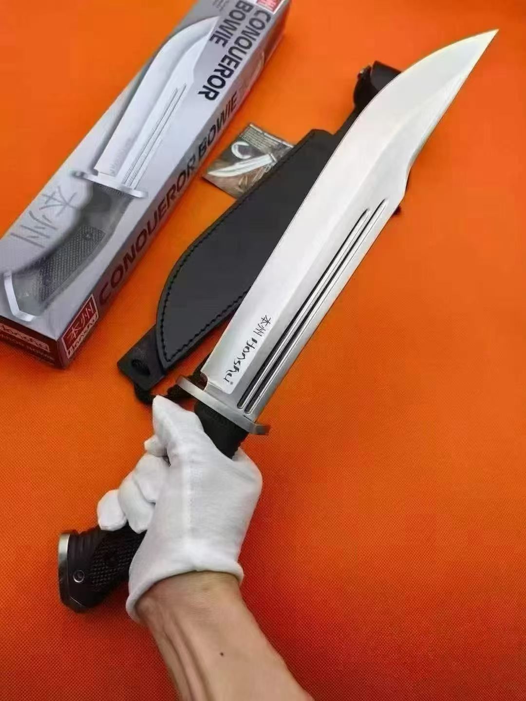 16'' New 7Cr13MoV High-Chrome Steel Blade TPR Handle Camping Tactics Hunting Knife UC3321