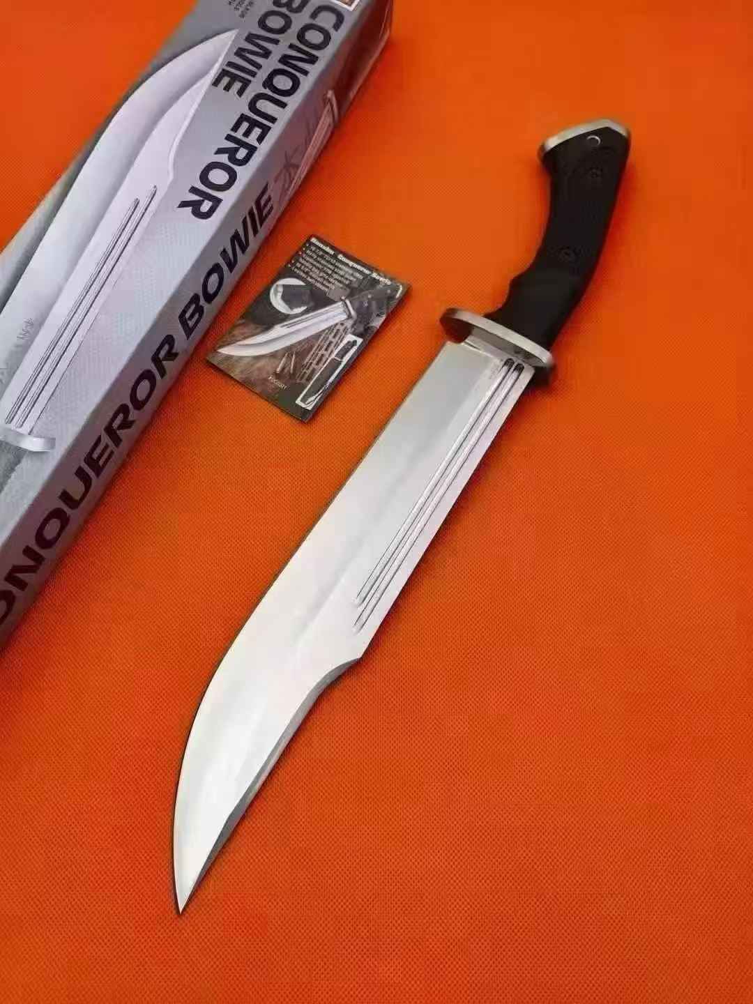 16'' New 7Cr13MoV High-Chrome Steel Blade TPR Handle Camping Tactics Hunting Knife UC3321