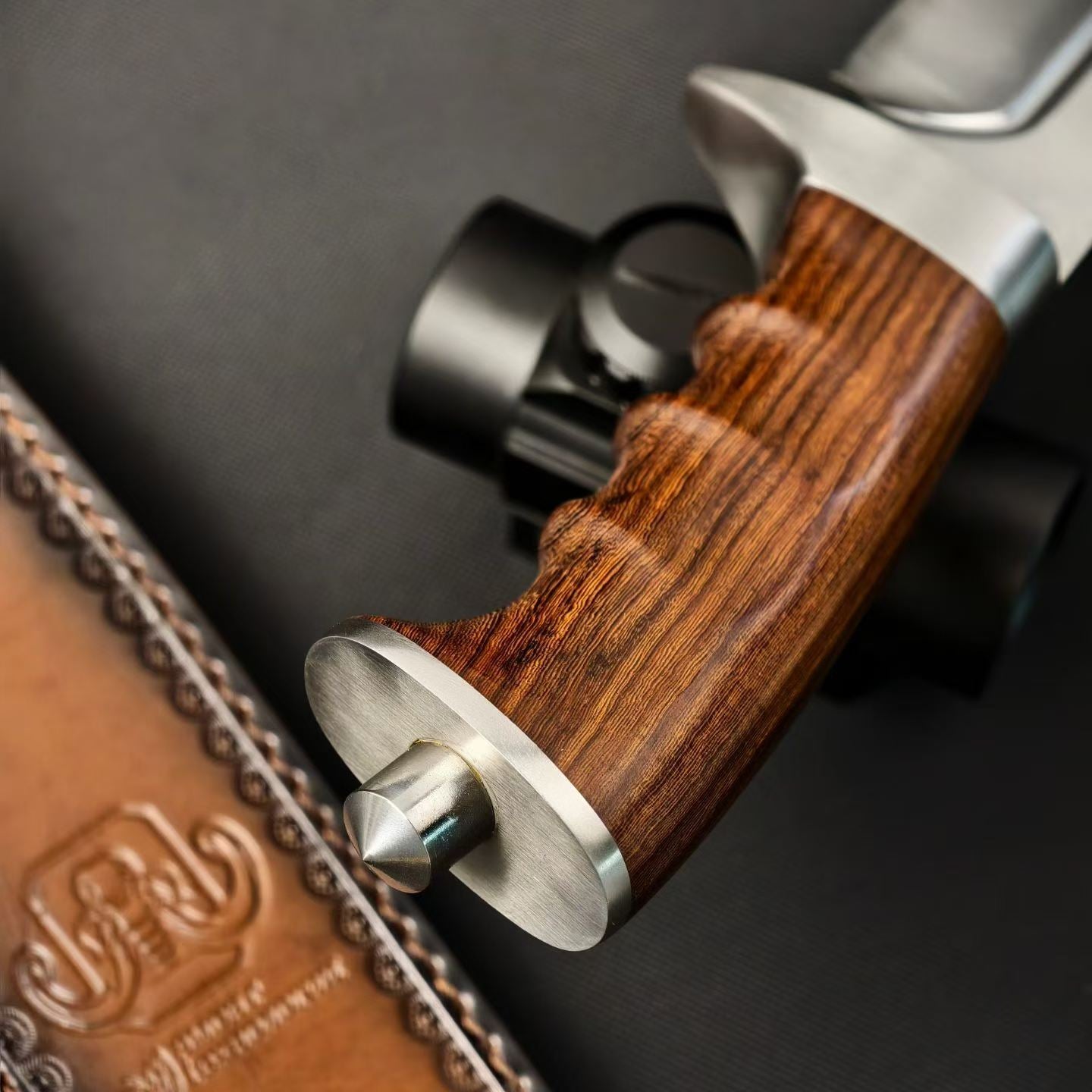 17'' New AUS-10 Steel Blade Wood Handle Camping Tactics Hunting Knife