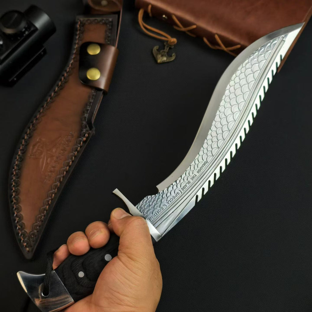 14'' New AUS-10 Steel Blade Ebony Handle Camping Tactics Hunting Knife