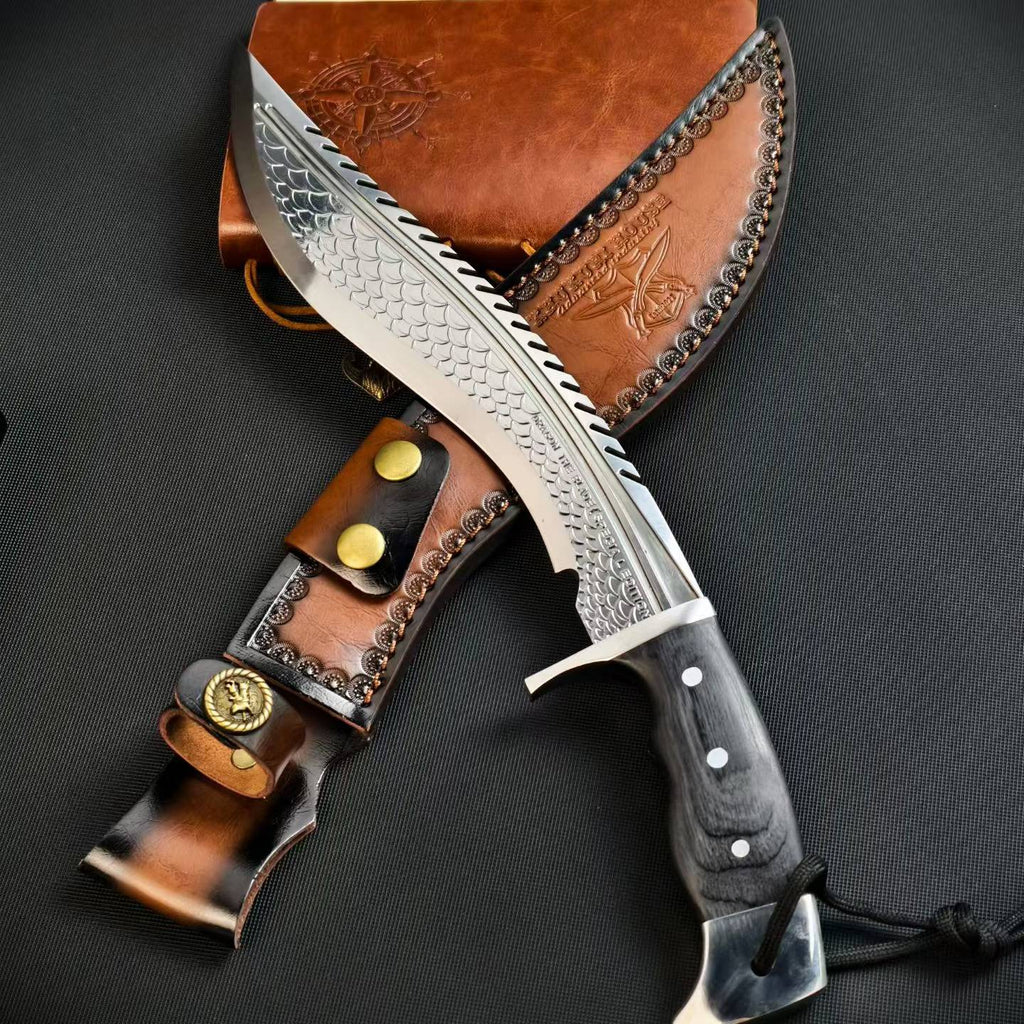 14'' New AUS-10 Steel Blade Ebony Handle Camping Tactics Hunting Knife