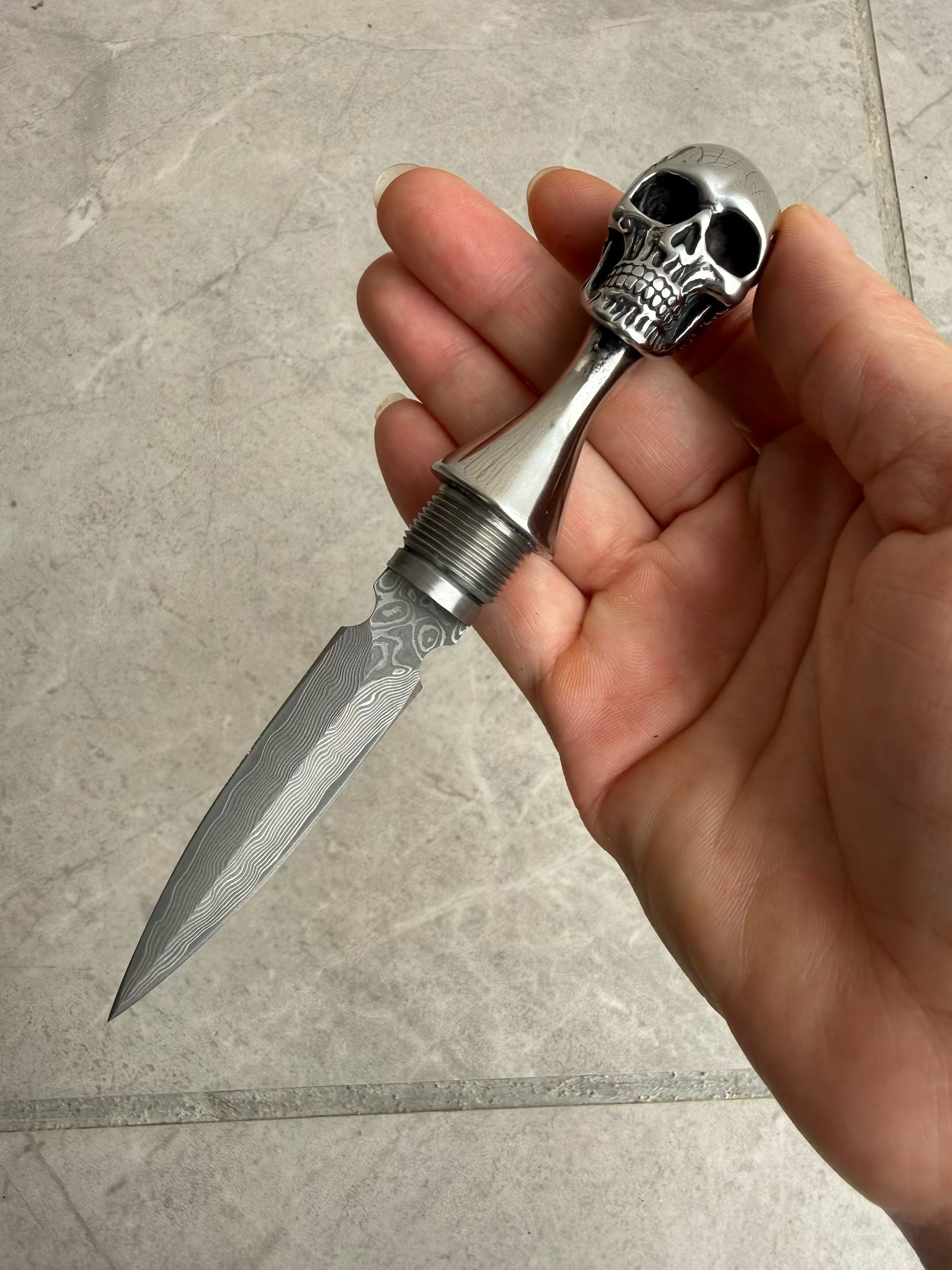 New Double Edge Damascus Steel 316 Steel Handle Hunting Knife