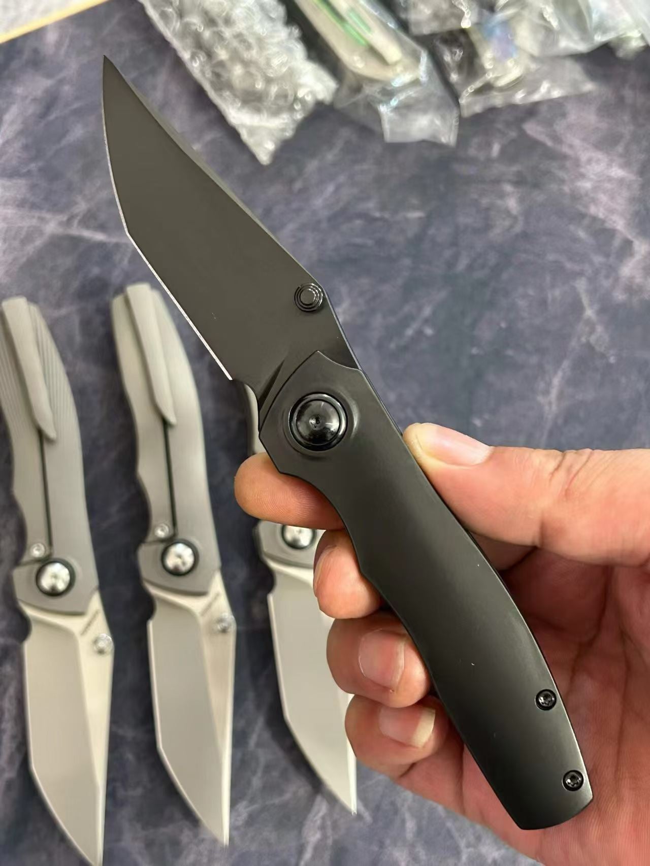 7.28" New Fast Opening 10Cr15CoMoV Steel Blade Full T4C Titanium Handle Pocket Camping Folding Knife