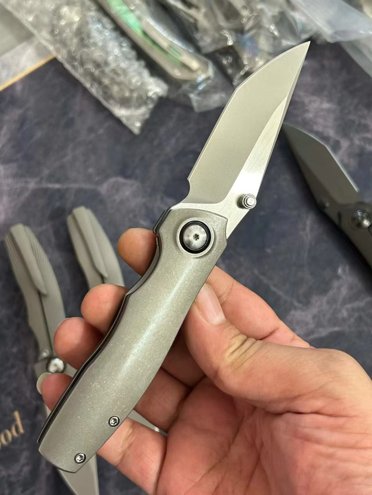 7.28" New Fast Opening 10Cr15CoMoV Steel Blade Full T4C Titanium Handle Pocket Camping Folding Knife