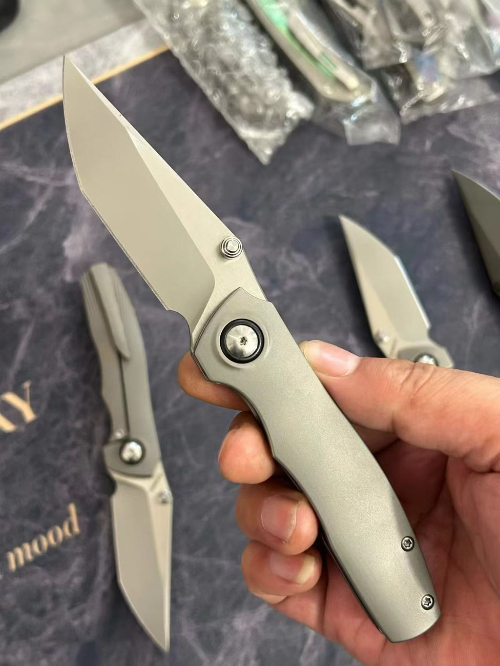 7.28" New Fast Opening 10Cr15CoMoV Steel Blade Full T4C Titanium Handle Pocket Camping Folding Knife