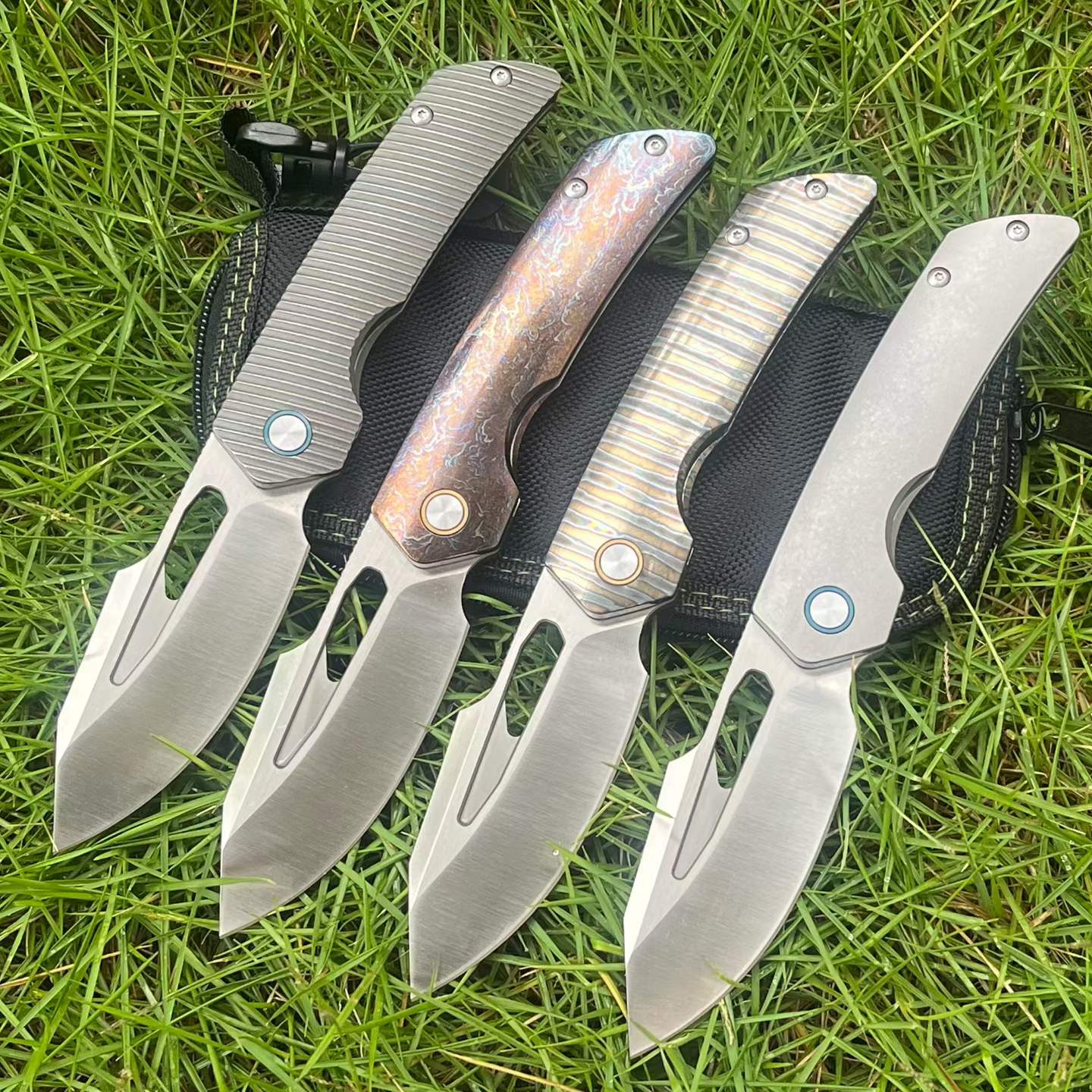 8'' New Fast Opening M390 Steel Blade Full T4C Titanium Handle Pocket Camping Folding Knife VTF160