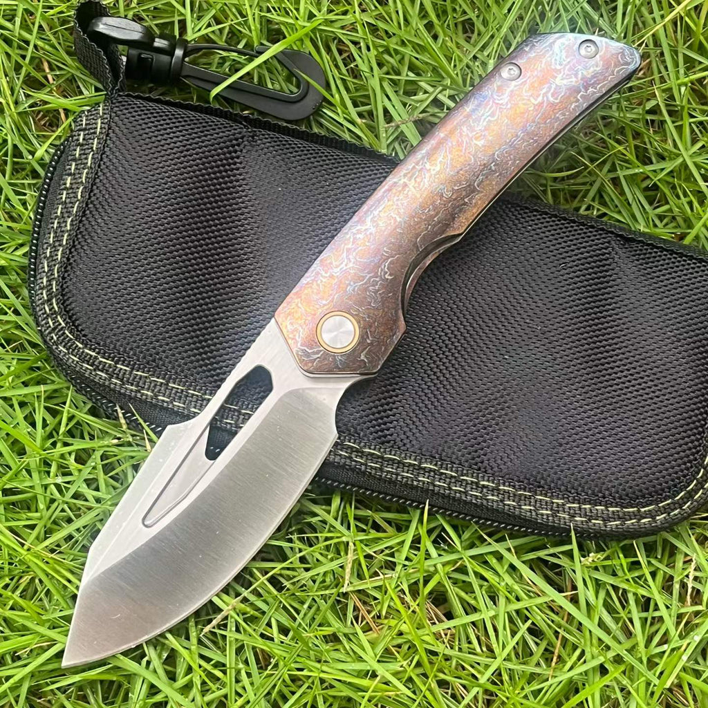 8'' New Fast Opening M390 Steel Blade Full T4C Titanium Handle Pocket Camping Folding Knife VTF160