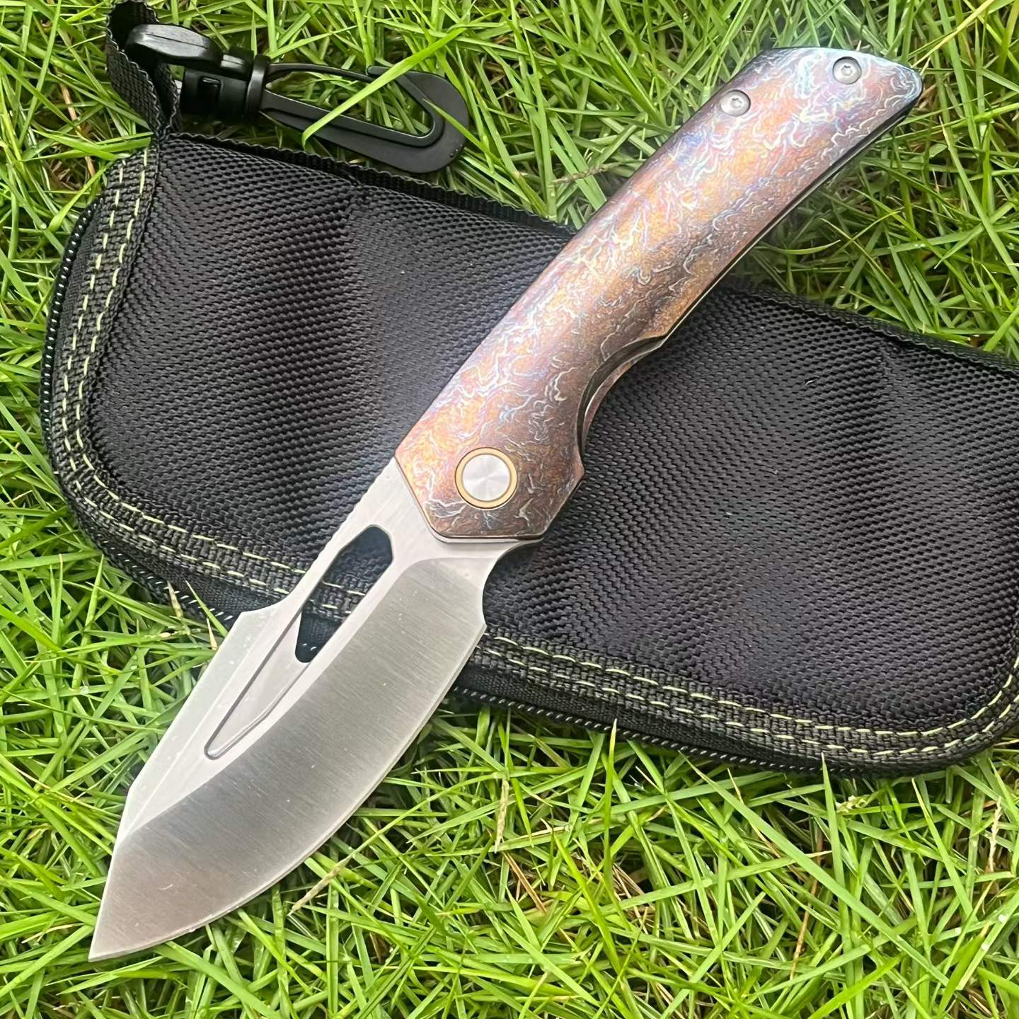 8'' New Fast Opening M390 Steel Blade Full T4C Titanium Handle Pocket Camping Folding Knife VTF160