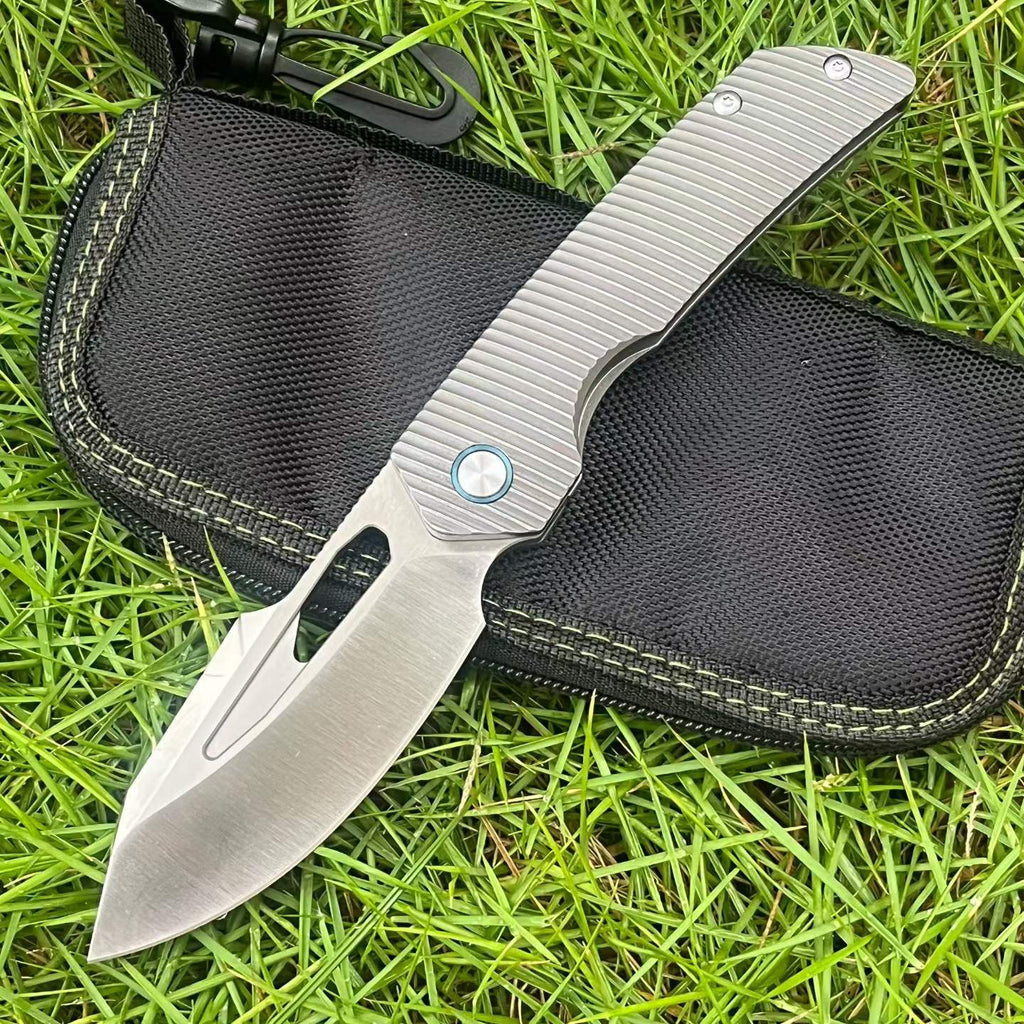 8'' New Fast Opening M390 Steel Blade Full T4C Titanium Handle Pocket Camping Folding Knife VTF160
