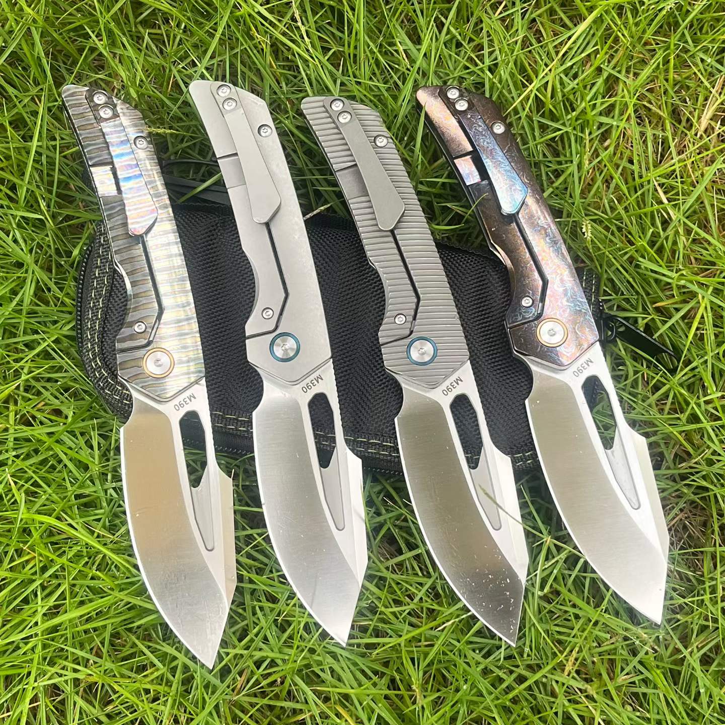 8'' New Fast Opening M390 Steel Blade Full T4C Titanium Handle Pocket Camping Folding Knife VTF160