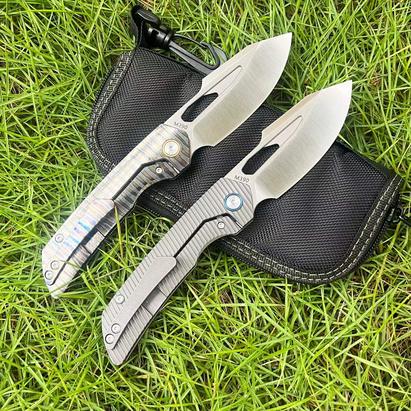 8'' New Fast Opening M390 Steel Blade Full T4C Titanium Handle Pocket Camping Folding Knife VTF160