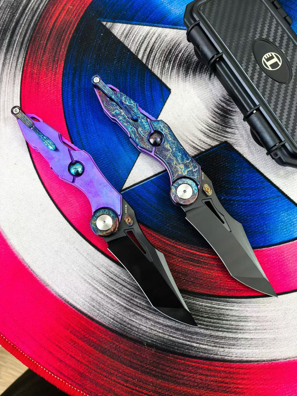 9‘’ New Fast Opening M390 Steel Blade Full T4C Titanium Handle Pocket Camping Folding Knife