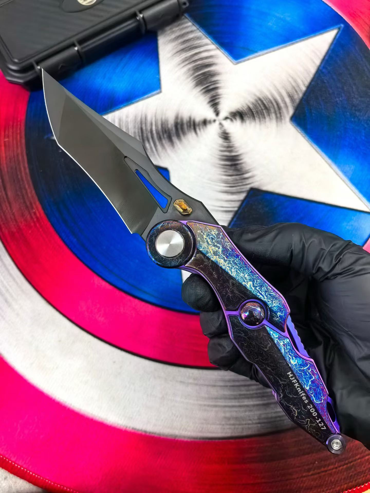 9‘’ New Fast Opening M390 Steel Blade Full T4C Titanium Handle Pocket Camping Folding Knife