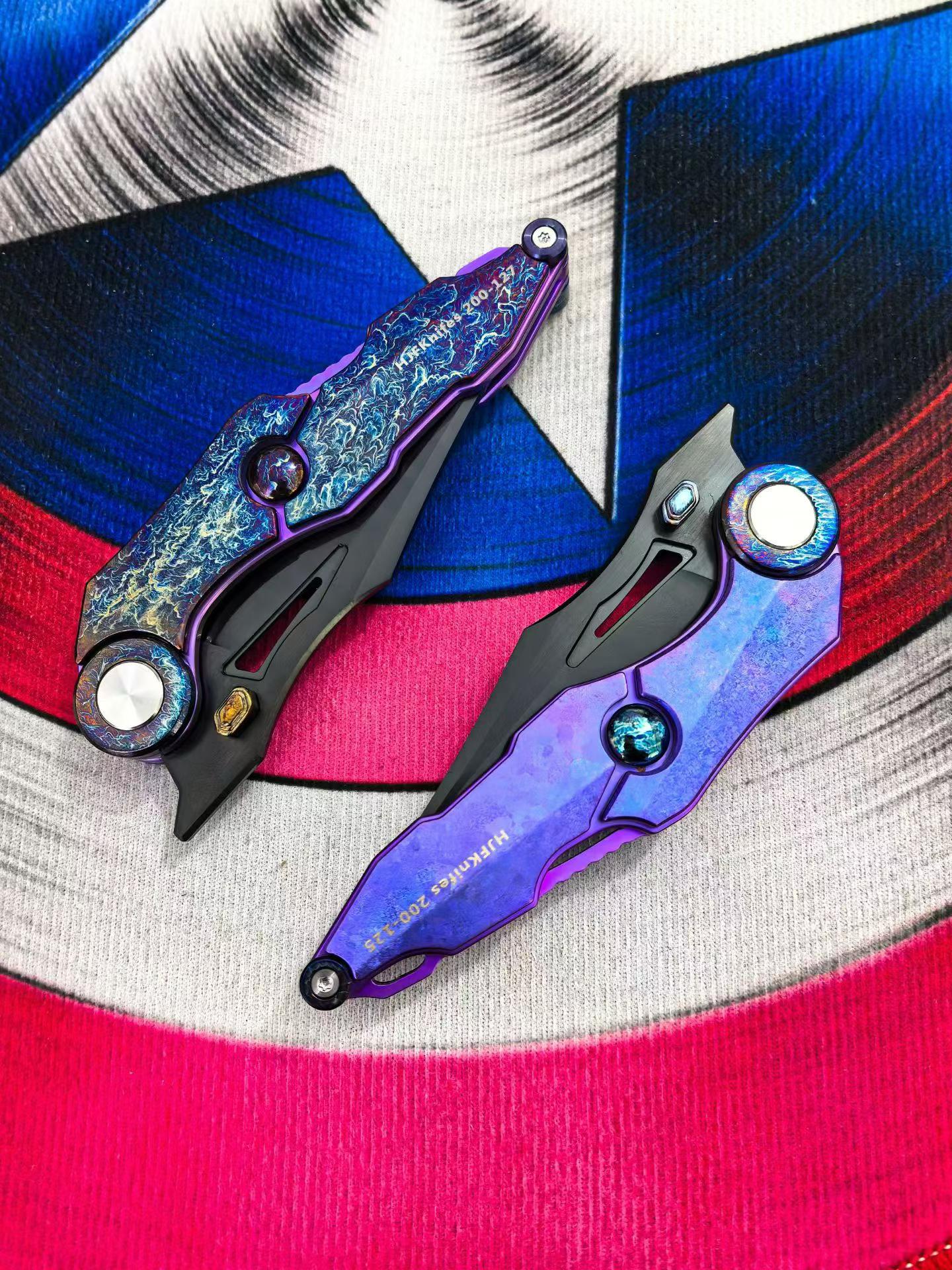 9‘’ New Fast Opening M390 Steel Blade Full T4C Titanium Handle Pocket Camping Folding Knife