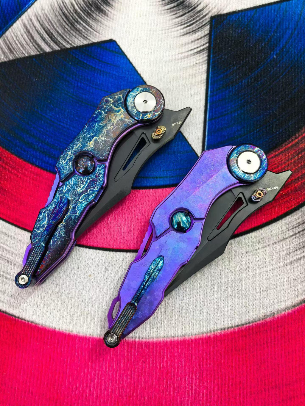 9‘’ New Fast Opening M390 Steel Blade Full T4C Titanium Handle Pocket Camping Folding Knife