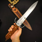 AUS-10 Bowie Tool – 28.6cm -Edge Blade | Red Sandalwood Handle & Leather Sheath