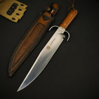 AUS-8 Red Sandalwood Fixed Blade Tool – 32cm Blade | Leather Sheath
