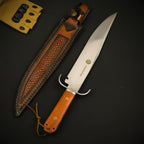 AUS-8 Red Sandalwood Fixed Blade Tool – 32cm Blade | Leather Sheath