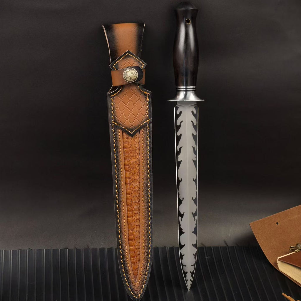 AUS-10 Steel Steel Fixed Blade Knife – Knife with  Ebony WoodHandle