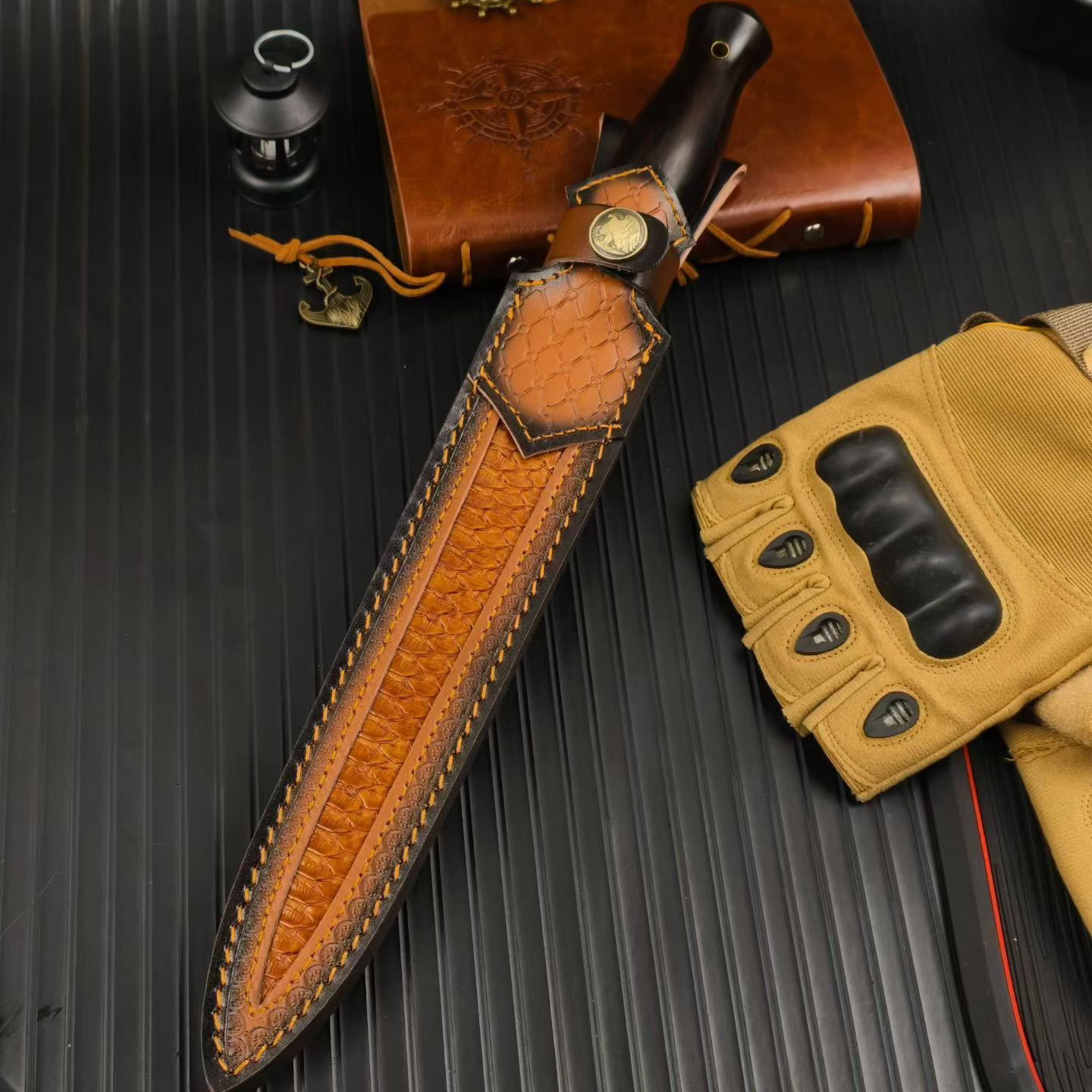 AUS-10 Steel Steel Fixed Blade Knife – Knife with  Ebony WoodHandle
