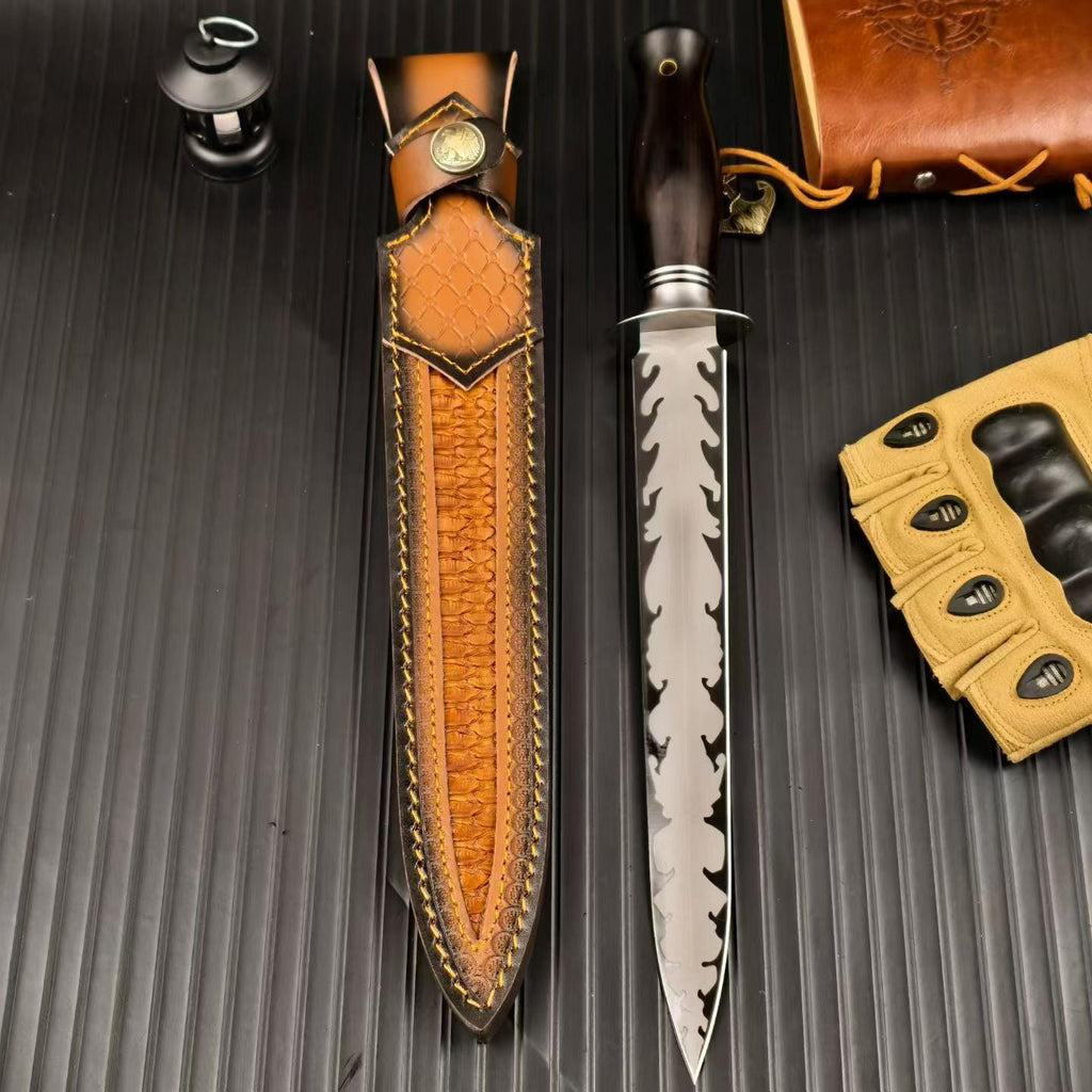 AUS-10 Steel Steel Fixed Blade Knife – Knife with  Ebony WoodHandle