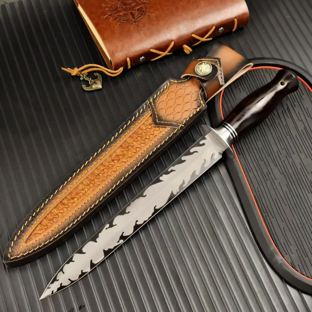 AUS-10 Steel Steel Fixed Blade Knife – Knife with  Ebony WoodHandle