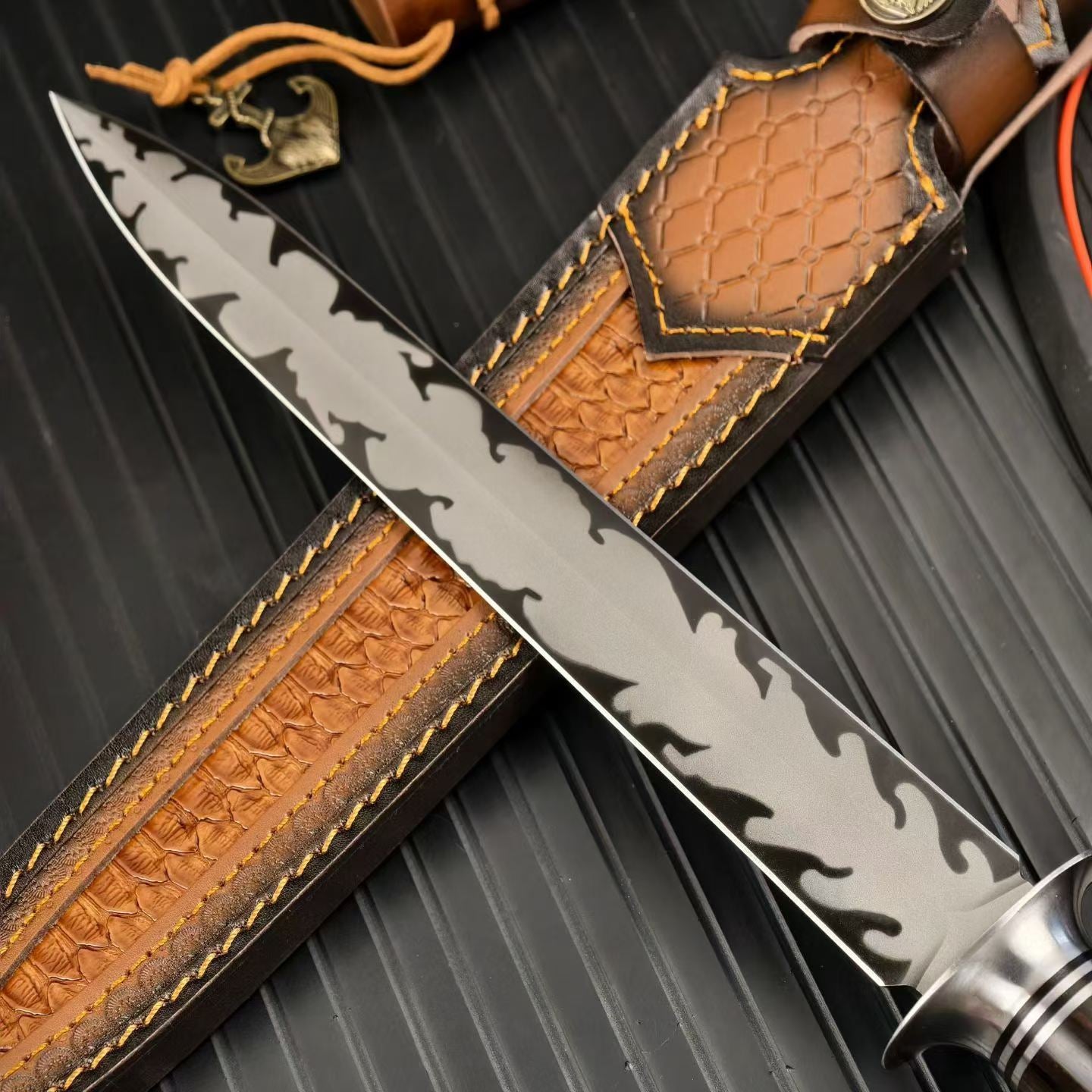 AUS-10 Steel Steel Fixed Blade Knife – Knife with  Ebony WoodHandle