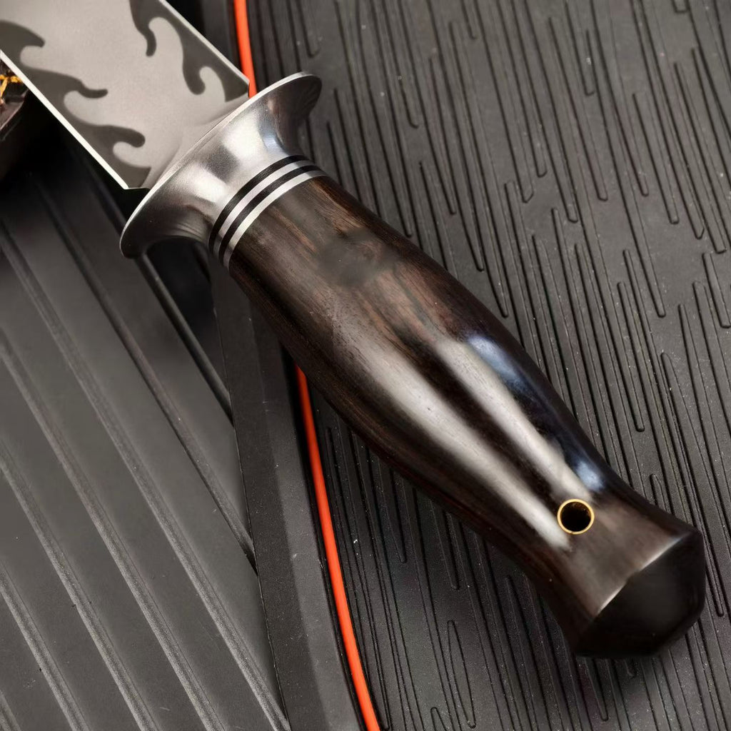 AUS-10 Steel Steel Fixed Blade Knife – Knife with  Ebony WoodHandle