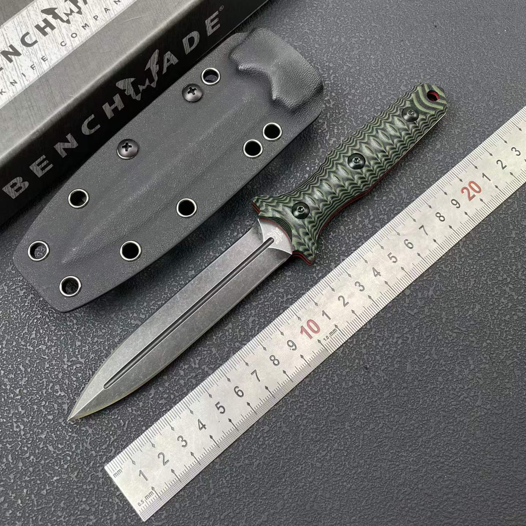 8CR14MOV Fixed Blade Dagger – 11.5cm Blade | Full Tang Steel + Dual-Color G10 Handle