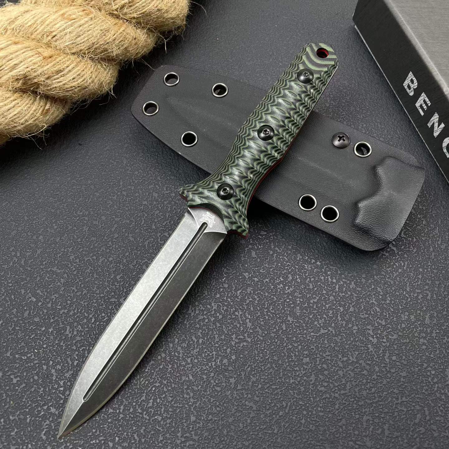 8CR14MOV Fixed Blade Dagger – 11.5cm Blade | Full Tang Steel + Dual-Color G10 Handle