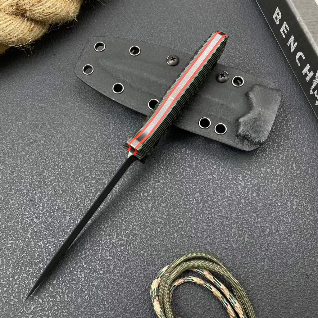 8CR14MOV Fixed Blade Dagger – 11.5cm Blade | Full Tang Steel + Dual-Color G10 Handle