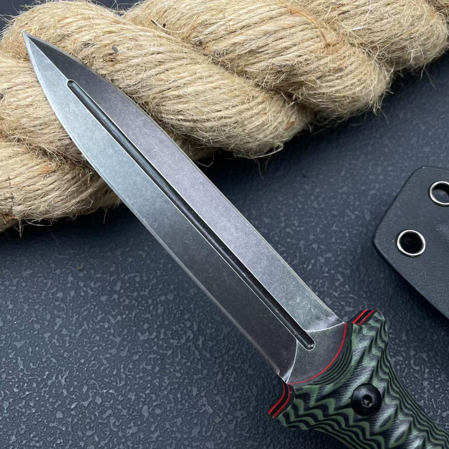 8CR14MOV Fixed Blade Dagger – 11.5cm Blade | Full Tang Steel + Dual-Color G10 Handle