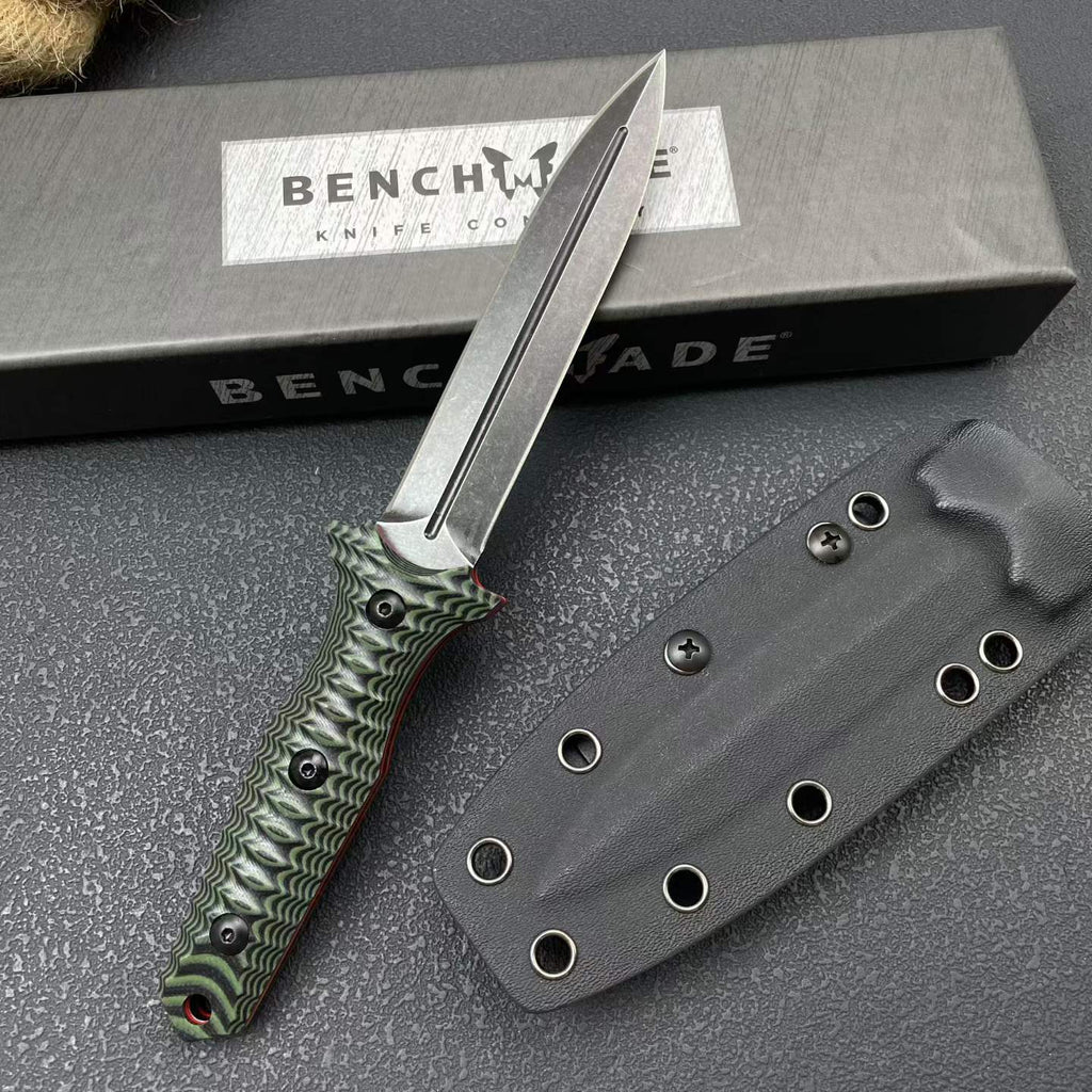 8CR14MOV Fixed Blade Dagger – 11.5cm Blade | Full Tang Steel + Dual-Color G10 Handle
