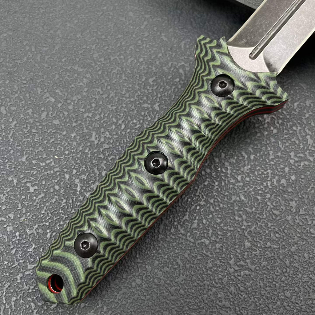 8CR14MOV Fixed Blade Dagger – 11.5cm Blade | Full Tang Steel + Dual-Color G10 Handle