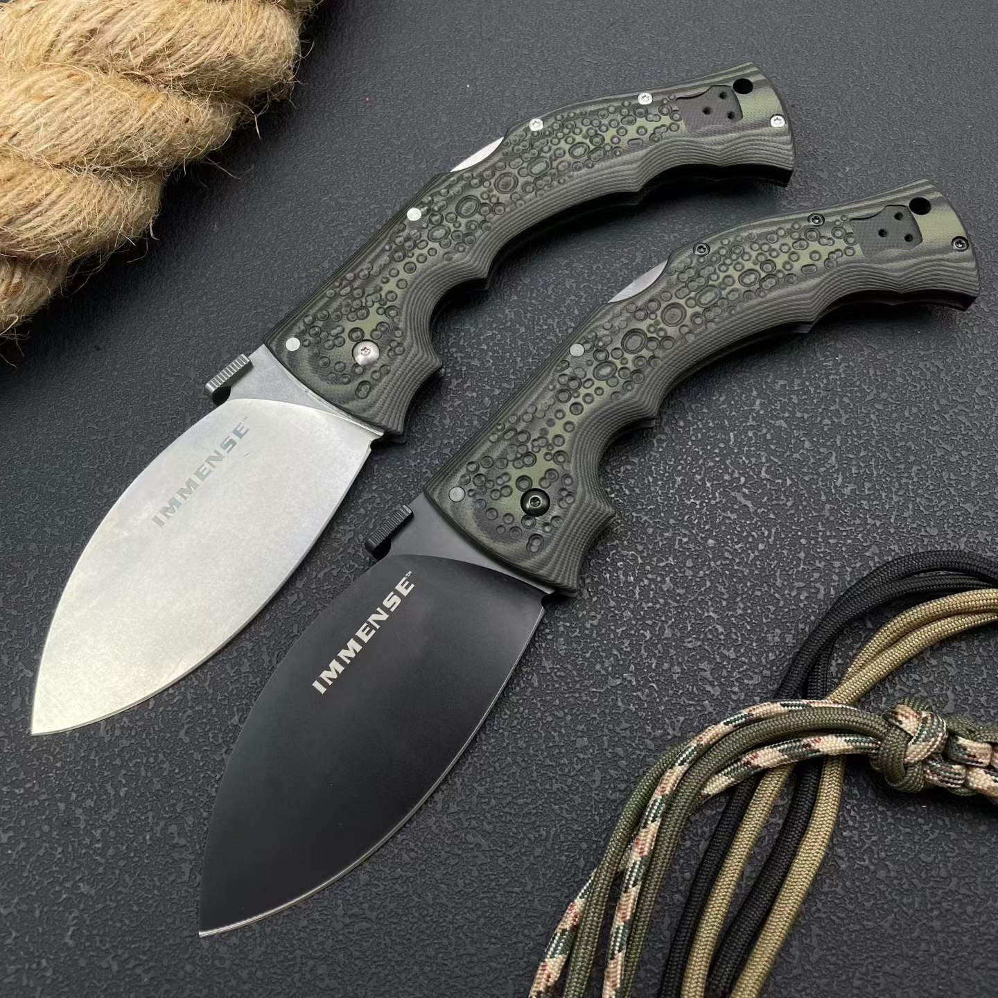IMMENSE Folding Knife – 8CR14MOV Steel | Stainless Steel + G10 Handle | Stone Wash & Black Versions