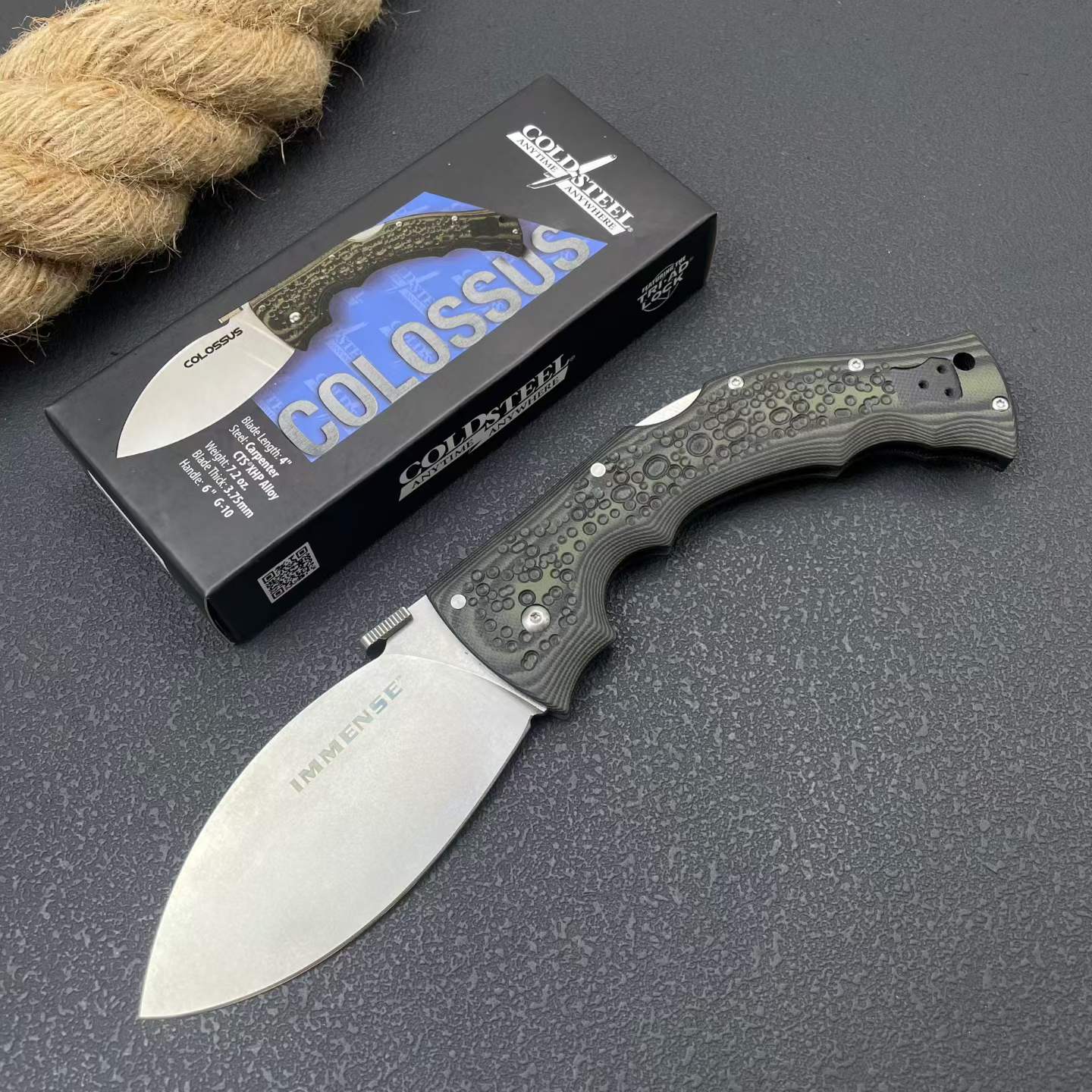 IMMENSE Folding Knife – 8CR14MOV Steel | Stainless Steel + G10 Handle | Stone Wash & Black Versions