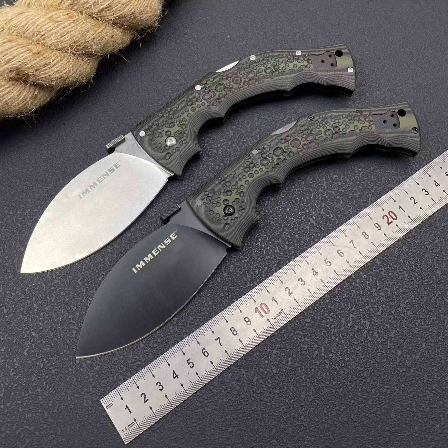 IMMENSE Folding Knife – 8CR14MOV Steel | Stainless Steel + G10 Handle | Stone Wash & Black Versions