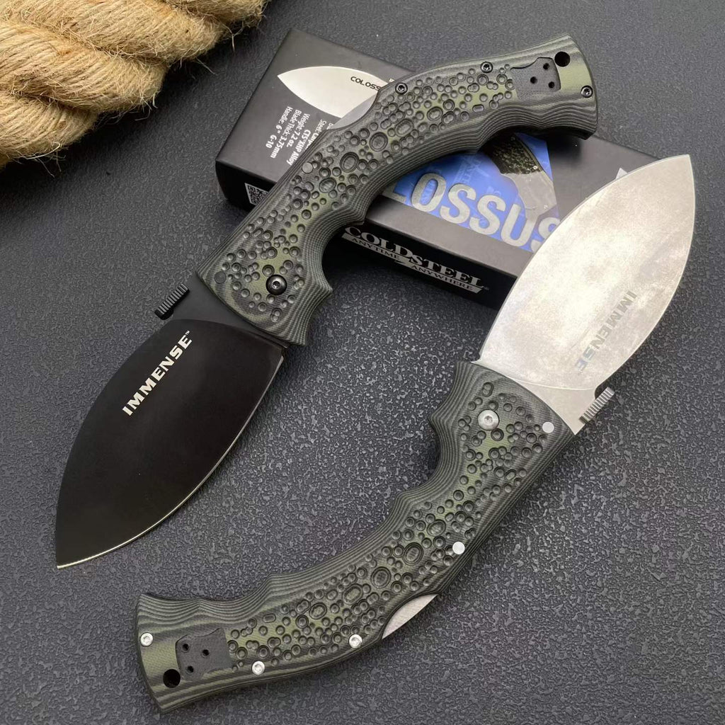 IMMENSE Folding Knife – 8CR14MOV Steel | Stainless Steel + G10 Handle | Stone Wash & Black Versions