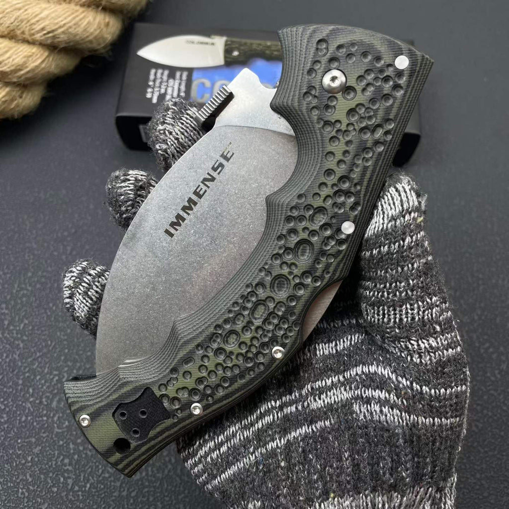 IMMENSE Folding Knife – 8CR14MOV Steel | Stainless Steel + G10 Handle | Stone Wash & Black Versions