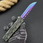 Rainbow Troodon Tool – 440 Steel | Zinc Alloy Snake-Pattern Handle | Nylon Sheath