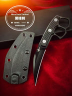 CPM-D2 Steel Karambit Fixed Blade Tool – Black Titanium Coating with Kydex Sheath