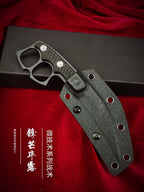 CPM-D2 Steel Karambit Fixed Blade Tool – Black Titanium Coating with Kydex Sheath