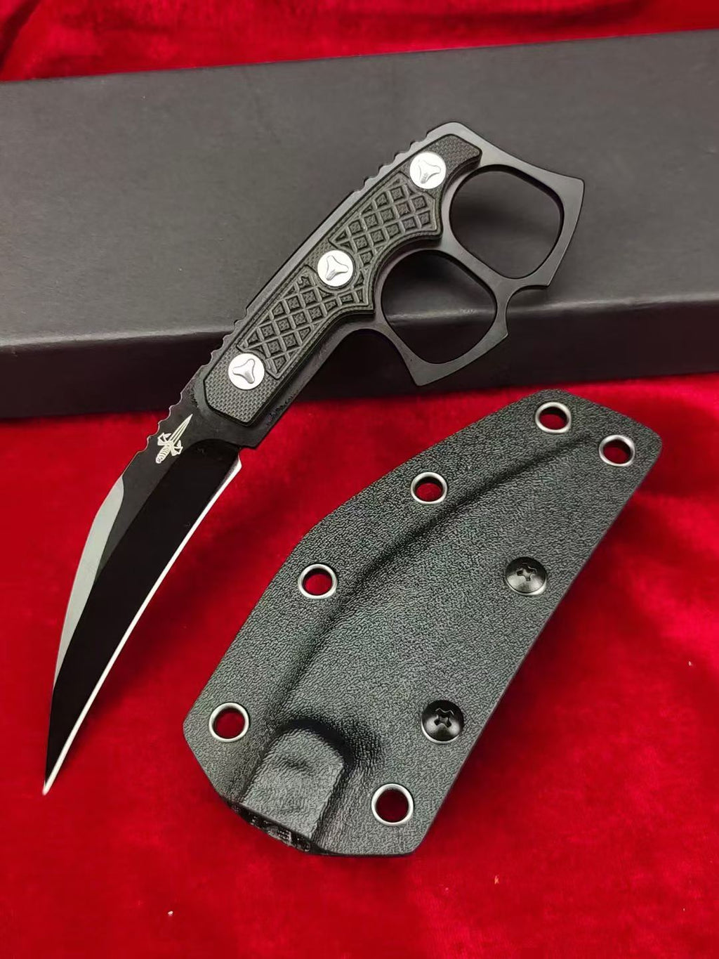 CPM-D2 Steel Karambit Fixed Blade Knife – Black Titanium Coating with Kydex Sheath