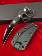 CPM-D2 Steel Karambit Fixed Blade Tool – Black Titanium Coating with Kydex Sheath
