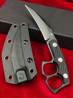 CPM-D2 Steel Karambit Fixed Blade Tool – Black Titanium Coating with Kydex Sheath