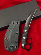 CPM-D2 Steel Karambit Fixed Blade Tool – Black Titanium Coating with Kydex Sheath
