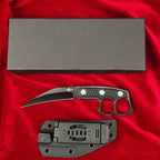CPM-D2 Steel Karambit Fixed Blade Tool – Black Titanium Coating with Kydex Sheath